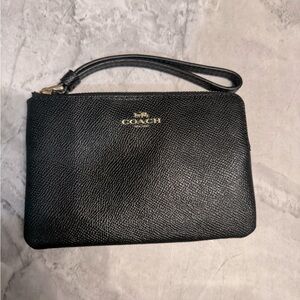 Coach black leather wristlet